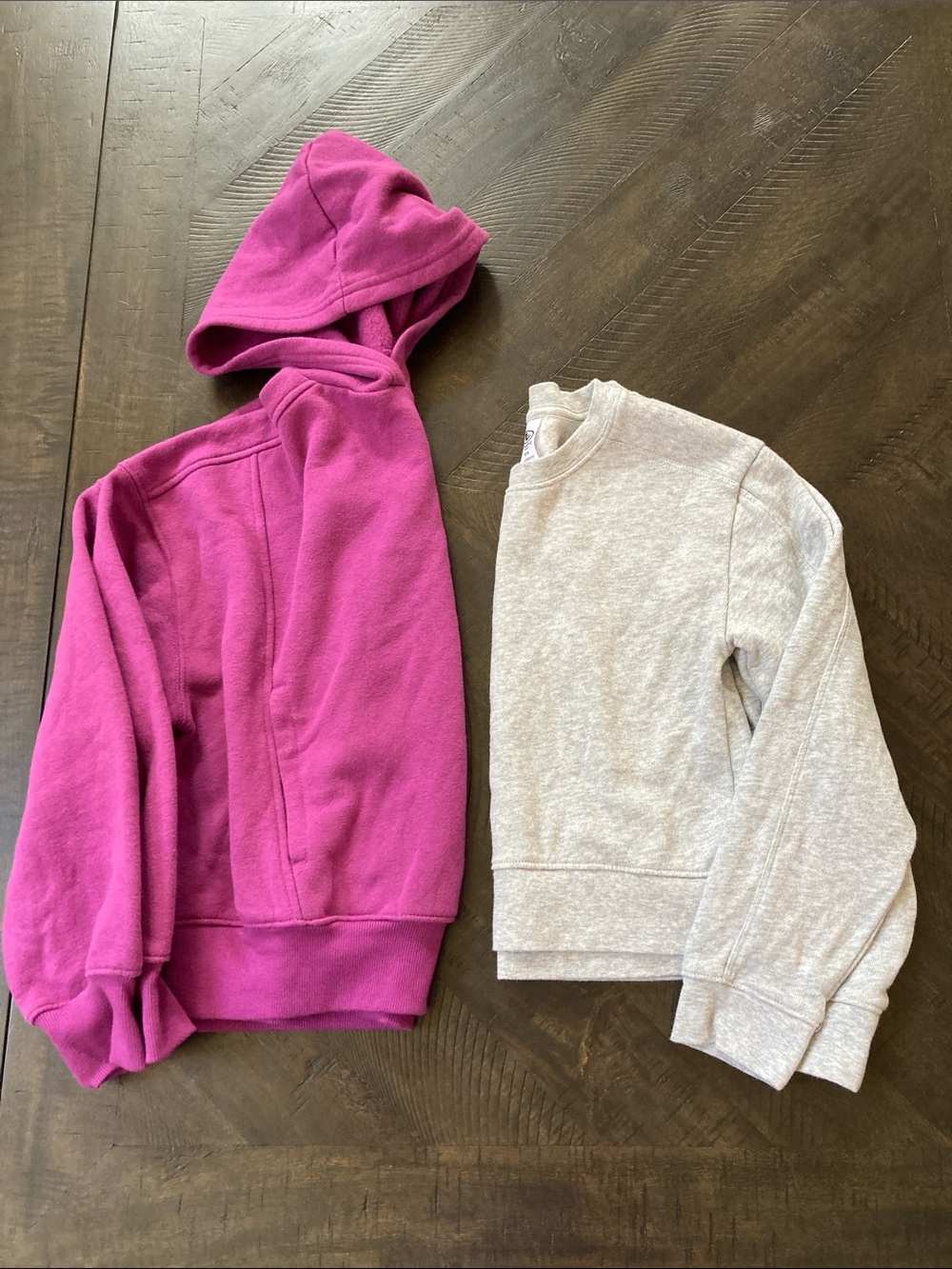 Bundle of 2 Girls Purple Hoodie & Light Gray Crewneck